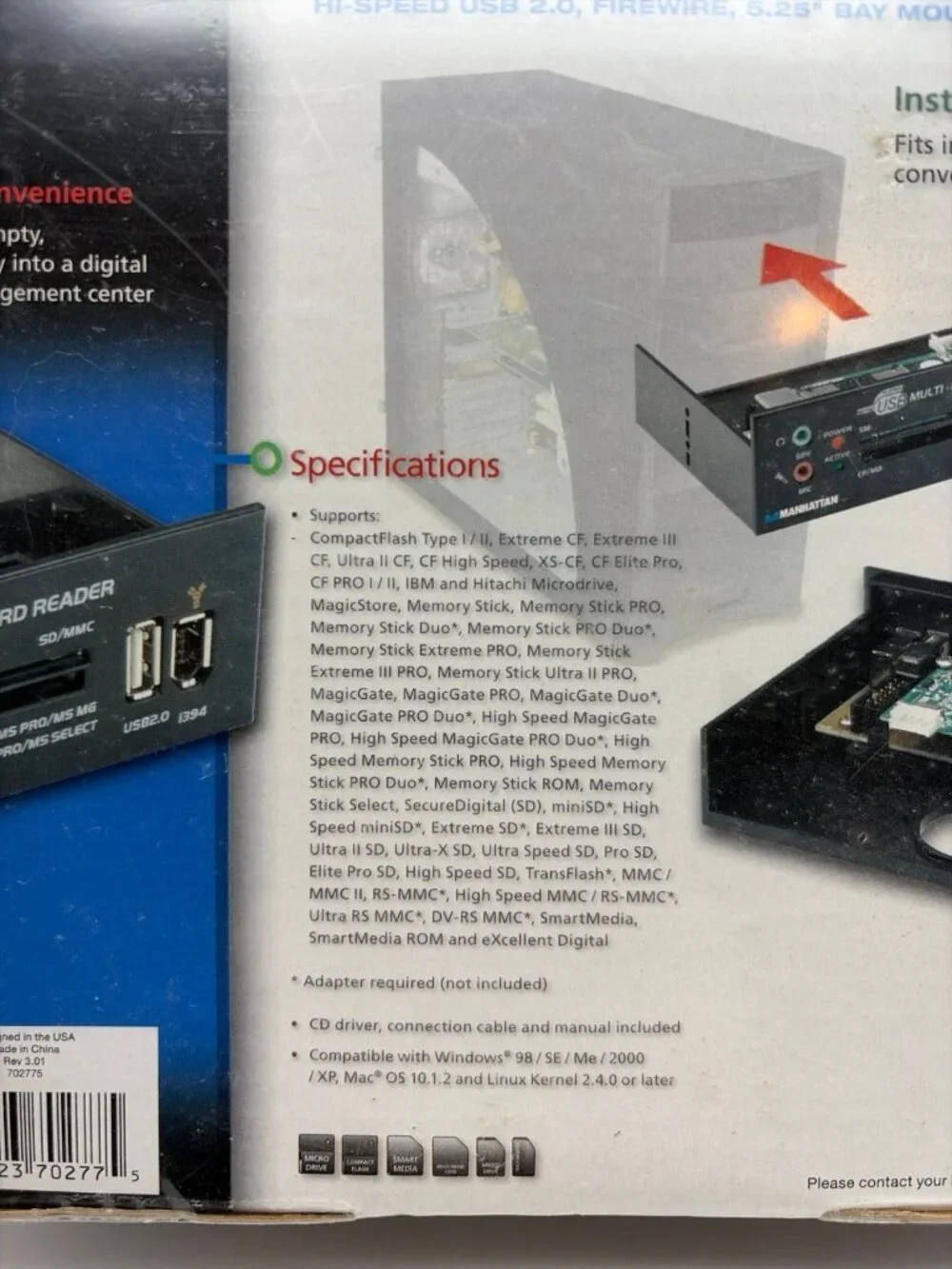 Manhattan 52-in-1 Mutli-Card Reader w/Built-in Multimedia 5.25